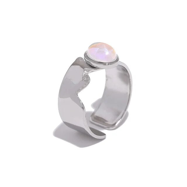Silver Iridescent Pearl Ring