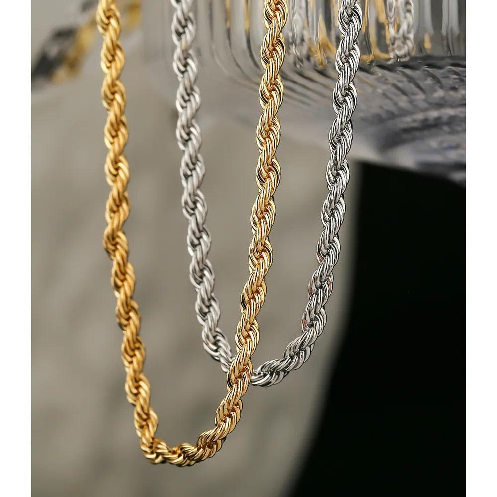 Silver Twisted Rope Chain Necklace