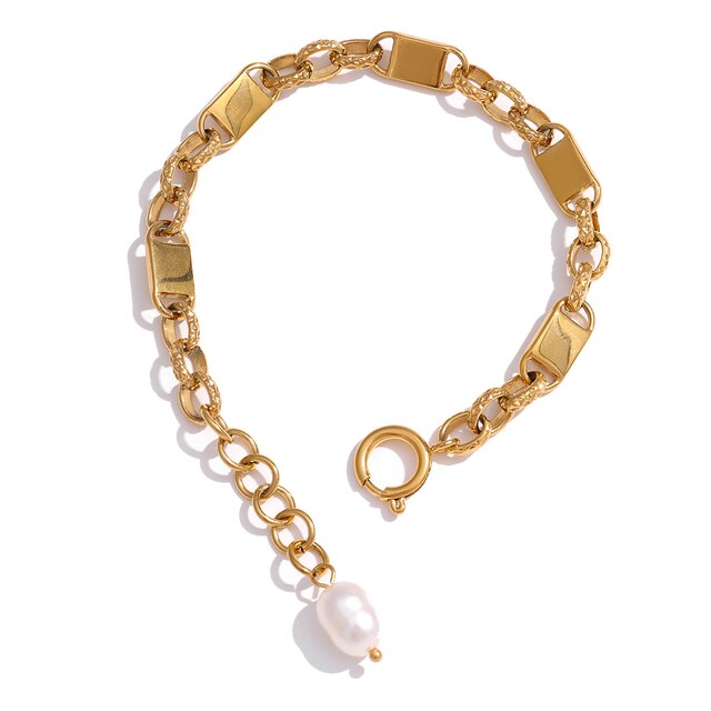 Gold Pearl Chain Bracelet