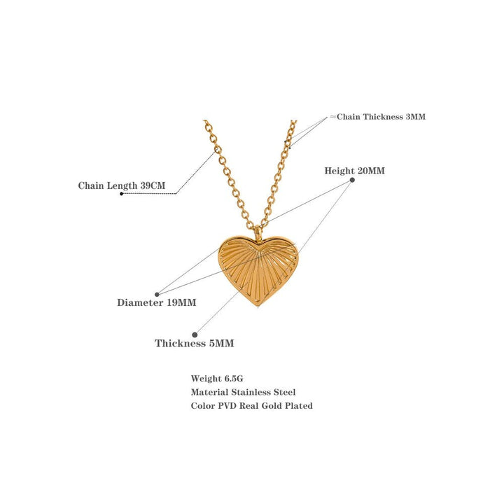 Silver Ridged Heart Pendant Necklace