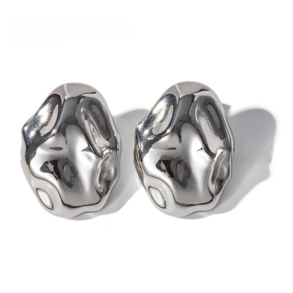 Silver Molten Stud Earrings