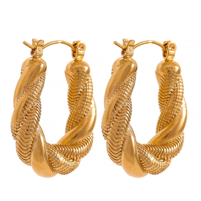 Gold Twist Wrap Hoop Earrings