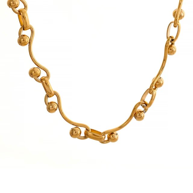 Gold Double Ball Choker Necklace