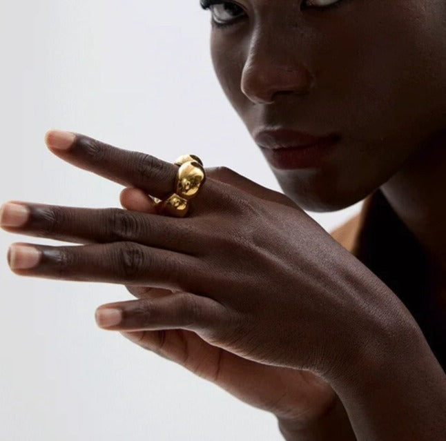Gold Chunky Flower Statement Ring